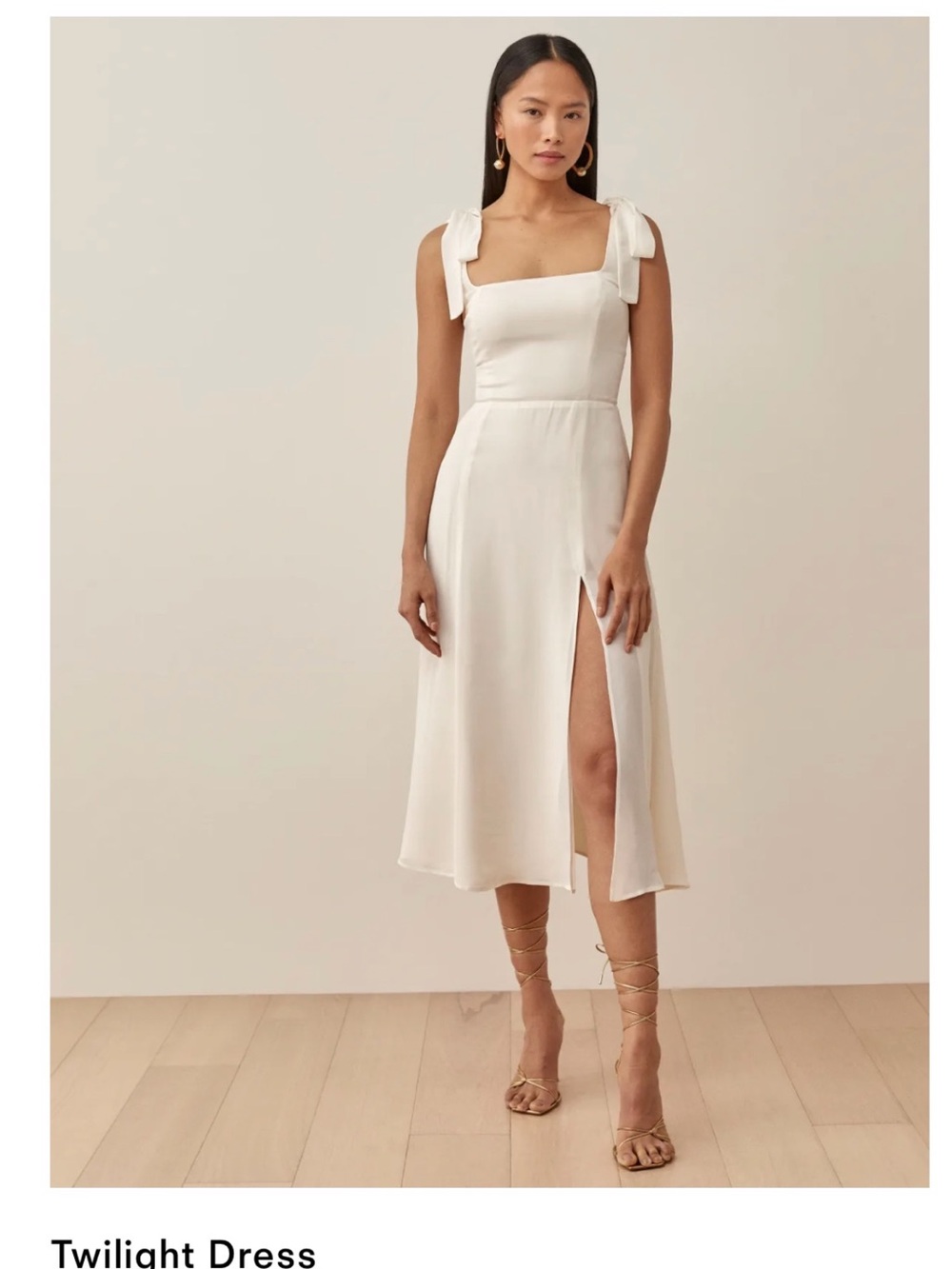 Reformation Twilight Cream Tie-Shoulder Midi Dress